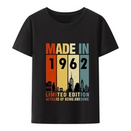 Men's cotton T-shirt Retro 60S 56Th Birthday Tee Pure Tee Shirt Vintage 1962 Mens T-Shirt Men Summer