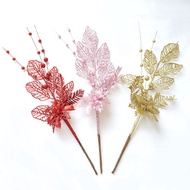 christmas ribbon christmas tree decoration Christmas Ornaments Golden Pink Lily Decoration Branches 