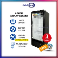 [ SOLID COOL ] 1 DOOR CHILLER 240L BLACK WHITE ONE DOOR DISPLAY CHILLER | Peti Sejuk Cake Dessert