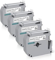 4 x Label Maker Tape Replacement for Brother P Touch M Tape M-K231 M-K231s MK231 MK-231 M231 12mm 0.