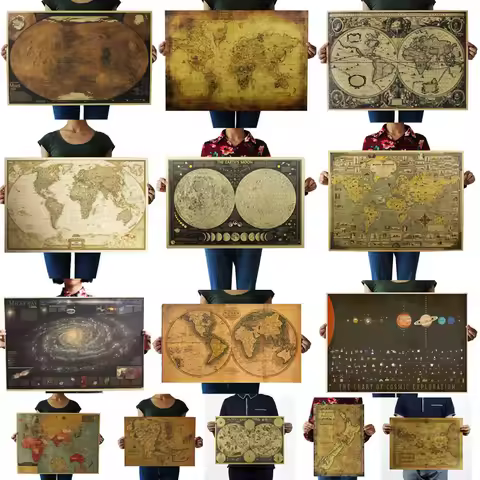 Vintage Mix Order Ancient Old City World Maps Middle Earth Map Moon Poster Retro Kraft Paper Home De