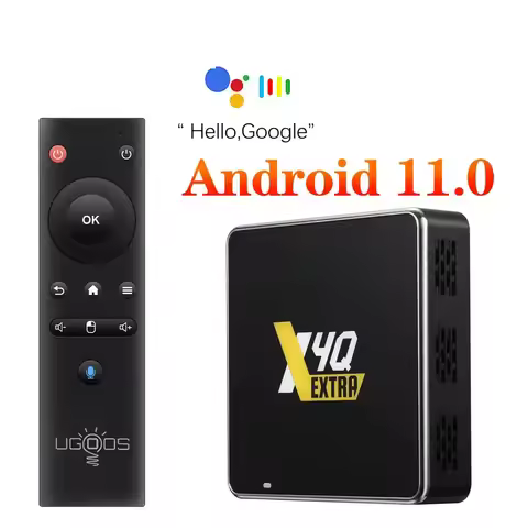 UGOOS X4Q Extra LPDDR4 4GB 128GB TV Box Android 11 Winevine L1 Amlogic S905X4 4K Google Voice 2G 16G