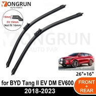 Front Wipers For BYD Tang II EV DM EV600 2018-2023 Wiper Blade Rubber 26"+16" Car Windshield Windscr