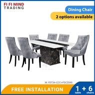 Eelis Marble Dining Set/ Marble Dining Table/ Meja Makan 6 Kerusi/ Meja Makan Marble/ Meja Makan Set