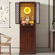 HY/💯Solid Wood Simplicity Buddhist Shrine with Door Home Buddha Cabinet Altar Clothes Closet Tang's Guanyin Cabinet Alta