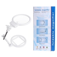 Foldable Desktop Metal Bracket Magnifying Glass Base with Scale Dual LED Light 2.5 Times 5 Times Tab
