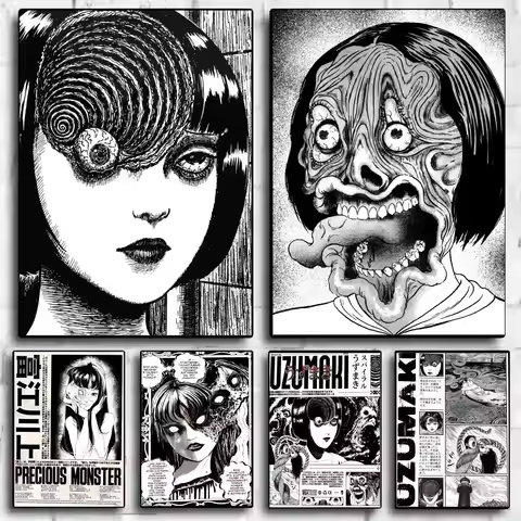 Japan Classic Anime J_Junji Ito edit Poster Decorative Wall Art Stickers Mural Photo Print for Home 
