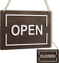 Wooden Open Closed Double Sided Hanging Sign (Design 1) - 11.5" x 7" Small Business Status Storefron