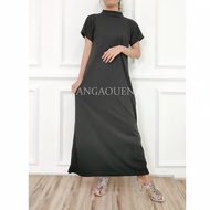 Angaouen - Inner Dress 013 Dalaman Gamis Lengan Pendek Polos Basic Casual Nyaman Panjang Model Kerah