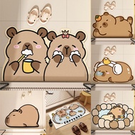 40X60CM Cute Cartoon Kapibara Bathroom Absorbent Floor Mat, Diatom Mud Material Toilet Foot Mat Entr
