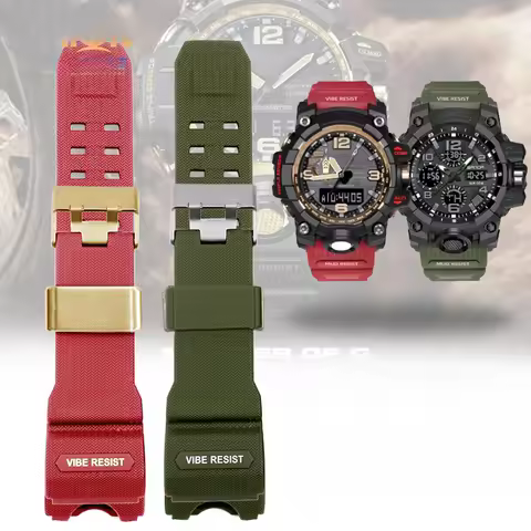 For Casio G-Shock Blue Red Green Watchband Big Mud King GWG-1000GB Series Black Gold Resin Anti-Alle