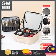 GMSHOP Multifunctional Makeup Cosmetic Bag With LED Mirror Portable Hand Held Large Capacity Profess