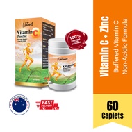 NATURELL Vitamin C Plus Zinc (60 caplets) | Buffered Vitamin C 500mg Vitamin C Zinc Supplement Vitam