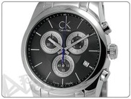 【蘋果小舖】 CK Strive 凱文克萊時尚三眼計時鋼帶錶-黑#K0K27107 K0K271.07