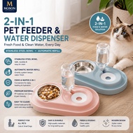 2-in-1 Pet Feeder & Water Dispenser | Stainless Steel Bowl | Automatic Water Refill