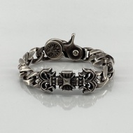 【二手】鉻心 (CHROME HEARTS) 鏤空 I 型扣環 SV925 手鍊 125.2克 銀色