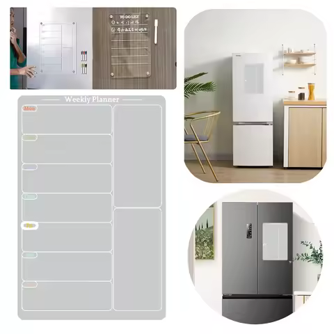Acrylic Magnetic Calendar Reusable Magnetic Menu Board with 6 Color Pens Acrylic Dry Erase Board for