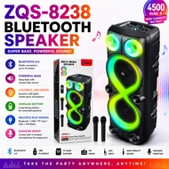ZQS-8238 Bluetooth Speaker Dual 8 Inch Portable outdoor Karaoke Speaker colorful LED light wireless 