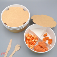 Kraft Snack Bowl with 4 Division Mini Bucket Food Snack Bowl Platter Packaging Take Out Box - 10pcs