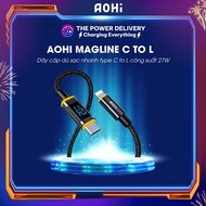 Dây cáp dù sạc nhanh AOHI Magline Pro+ AOC-L009 type C to L màn hình hiển thị công suất 27w Bảo hành
