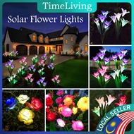 Waterproof Solar Outdoor Garden Lights with 4 Bigger Lily Flowers, Waterproof 7 Color Changing Outdo