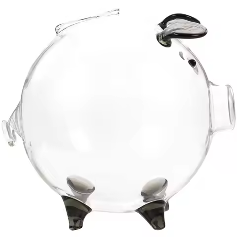 Glass Piggy Bank for Kids Transparent Pig Shaped Money Pot Encourages Saving Habit Children Birthday