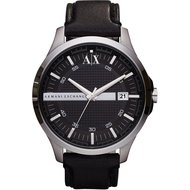 Armani Exchange Mens Whitman Black Dial Black Leather Watch AX2101
