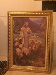 復古 宗教 耶穌 基督教 羊群 油畫 掛畫 裝飾 藝術