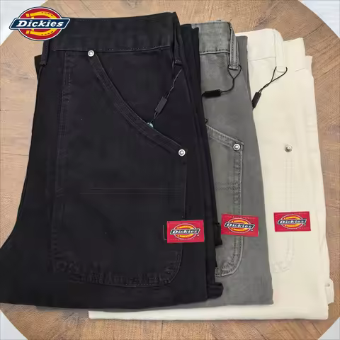 Dickies Men's High‑End Denim Work Pants, Stretch Washed Straight‑Leg Loose Fit Long Trousers, Multi‑