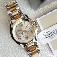Michael Kors Stainless Steel Unisex Watch - MK5627 Oversize Bradshaw Chronograph Silver Dial Gold Bezel Two-Tone Silver / Gold Bracelet Watch