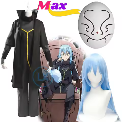 Max Cos Anime Cosplay Costume Rimuru Tempest Costumes Adult Uniform Suit and Wig+Mask Halloween