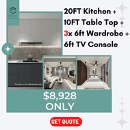 Kitchen + Table Top + 3 Wardrobe + TV Console