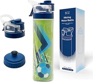 BOZ Champion 22 oz (650ml) Soccer-Themed Squeeze Water Bottle | Refreshing Mist Spray, Sturdy Insula