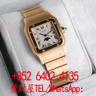 18K黃金錶殼與錶鍊的Cartier卡地亞Santos Galbee月相腕錶819901手錶，刁陀 帝舵TUDOR 愛彼AUDEMARS PIGUET AP 百達翡麗PATEK PHILIPPE PP