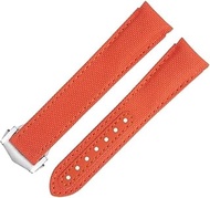 20mm New Orange High Density Nylon Cowhide Watchbands For Omega Strap For AT150 Seamaster 300 Planet Ocean De Ville Speedmaster Curved End Watch Band