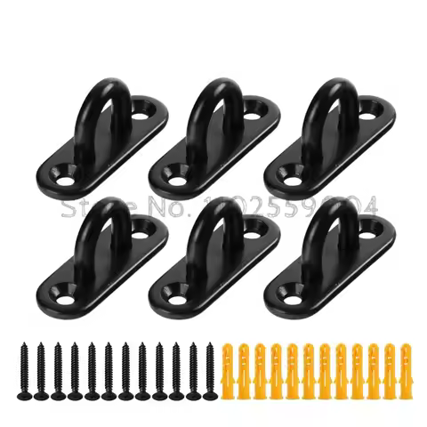 4/6/12pcs 304 Stainless Steel Stap Wall Mount Hooks Fixed Pad Eye Plate Deck Door Buckle U-Shaped Ce