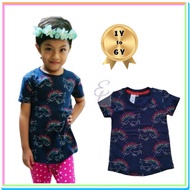 Baju Tshirt Budak Perempuan Cotton Tshirt Girl Kid Navy Blue Unicorn