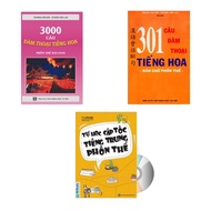 Sách-Combo: 3000 câu đàm thoại tiếng Hoa+301 Câu Đàm Thoại Tiếng Hoa +Tự học cấp tốc tiếng Trung
