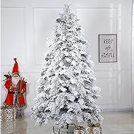 Flocked Snow Artificial Christmas Tree,Hinged Christmas Pine Tree in Metal Stand Xmas Tree for Traditional De Christmas tree (A 180cm(6ft)) Fashionable