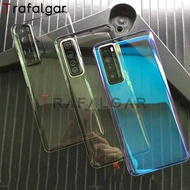 Transparent Clear Glass Back Cover For Huawei Nova 7 SE Nova 7 Pro Battery Cover Rear Housing Glass Panel Case Replacement With Adhesive Sticker JEF-NX9