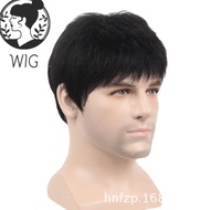 【Pengiriman cepat】Wig rambut asli penuh, wig rambut manusia pria,