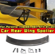 premium-For 718 981 987 GT4 Real Carbon Fiber Car Rear Trunk Wing For Porsche 718 981 987 GT4 Style 