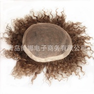 Mono Small Curly Toupee Indian Hair Human Hair Toupee Men Toupee Male Wig 120%-130% Density Durable 