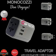 Monocozzi Travel Adapter with 4.5A Dual USB and USB-C Connector