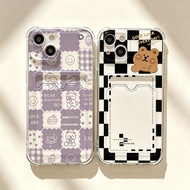 Phone Case For Iphone 13 Pro Max 12 11 Pro XR XS Max X 7 8 Plus Iphone13 Soft Cartoon Bear Lattice W