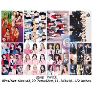 Twice Group Poster WallPaper k-pop 1set=8pcs A3 Size