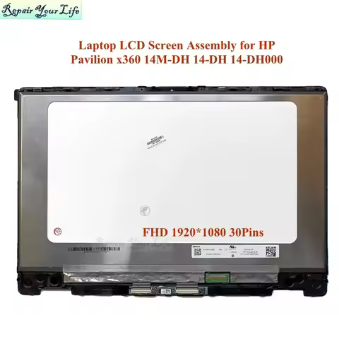 14'' Laptop LCD Screen for HP Pavilion x360 14M-DH 14-DH 14-DH000 L51119-001 NV140FHM-N4K Assembly T