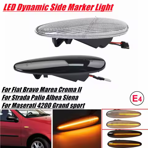 2PCS For Fiat Palio Albea Croma II Bravo Marea Maserati 4200 Grandsport LED Dynamic Blinker Side Mar
