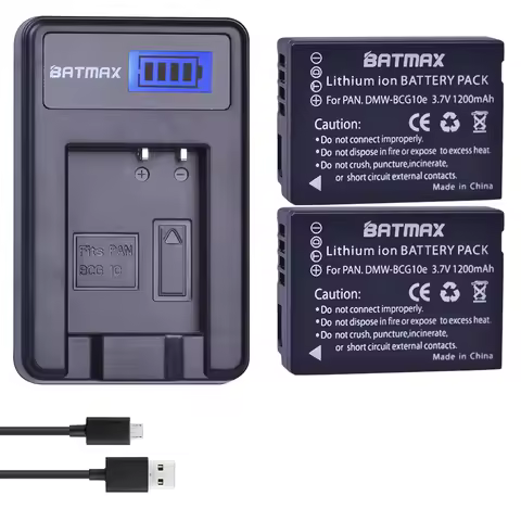 Batmax DMW-BCG10 BCG10 BCG10E battery+LCD USB Charger for Panasonic Lumix DMC-3D1 DMC-TZ7 DMC-TZ8 DM