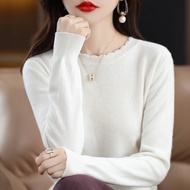 เสื้อกันหนาวคอกลมญี่ปุ่น MUJI MUJI/MUJI ฐานมีสไตล์ใหม่2024ฤดูใบไม้ร่วงและฤดูหนาวเสื้อกันหนาวแขนยาวเส